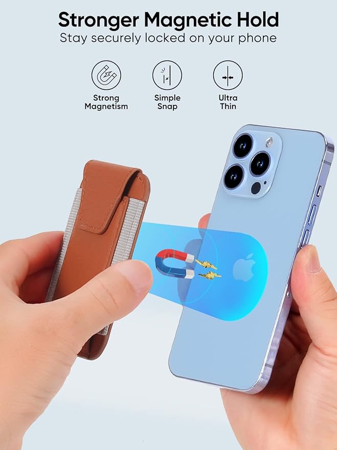 Miroddi for MagSafe Wallet with Privacy Flap Strongest Magnetic Card Holder for iPhone 17/16/15/14/13/12 Series Leather Magnetic Phone Wallet Fit 7 Cards RFID Blocking No More Falling Brown