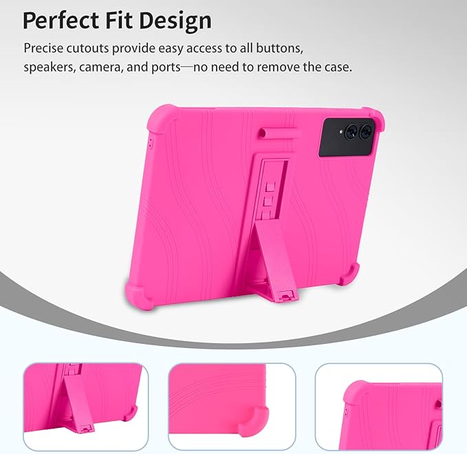 Case for TECLAST T65 13.4-Inch Tablet – Shockproof Silicone Protective Cover with Kickstand Drop-Resistant Business Style (Rose Red)