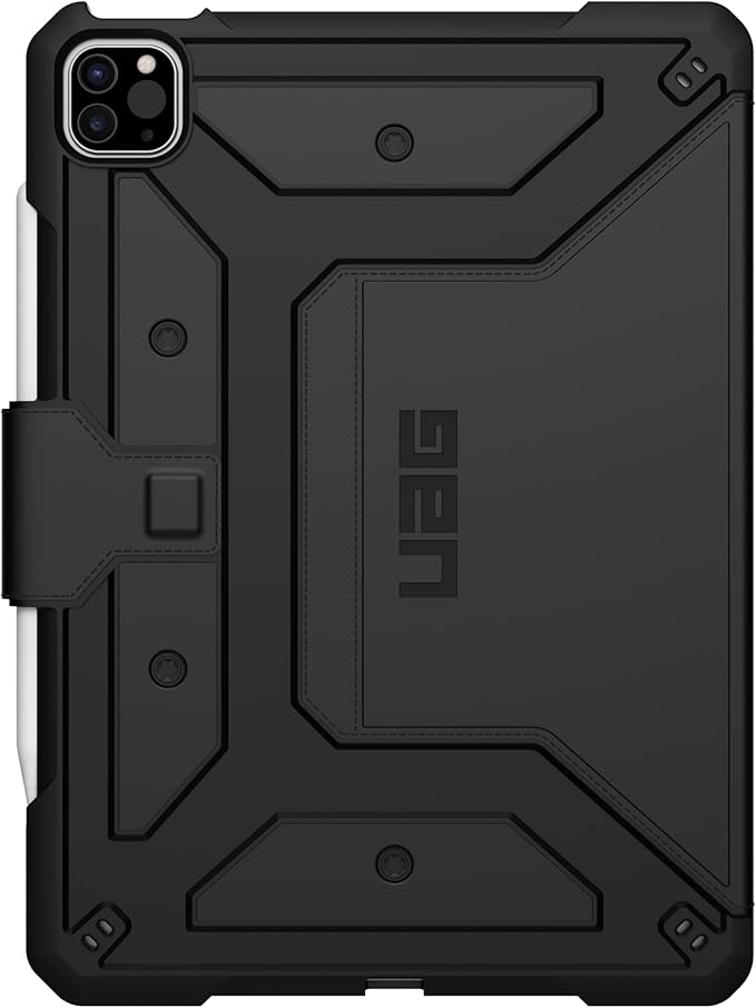 URBAN ARMOR GEAR UAG Designed for iPad Air 10.9 inch Case iPad 5th Generation 2022 Case Black Rugged Smooth Exterior Multi-Angle Viewing Folio Stand w/Pencil Holder Metropolis SE Protective Cover