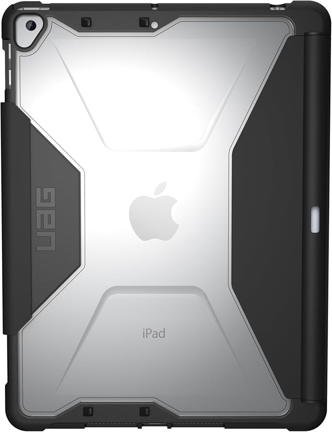 URBAN ARMOR GEAR UAG Designed for iPad 10.2 Case iPad 9th Generation 2021 iPad 8th Generation 2020 Black/Ice Rugged Clear Multi-Angle Viewing Folio Stand with Pencil Holder Plyo Protective Cover