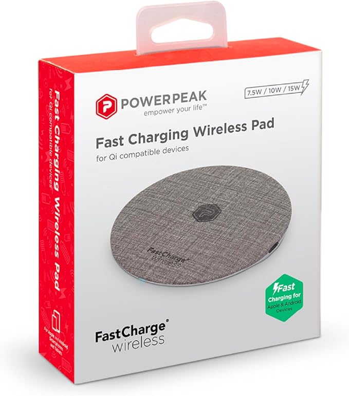 Wireless Fast Charger 15W Aluminum Fast Charging Pad USB-A to USB-C Cable Included Compatible with iPhone Apple &amp Android | Gray (Pad)