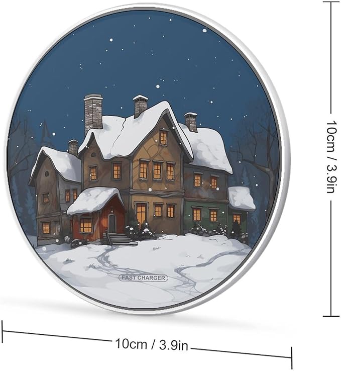 Winter House Wireless Charger Fast Wireless Charging Pad with USB Cable 10W Anti-Slip Magnetic Wireless Charger Portable Slim Charger Puck Travel Charging Station