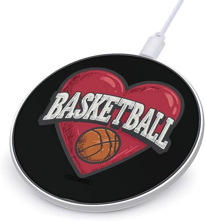 Love Heart Basketball Lover Phone Charger Magnetic Charging Pad Anti-Slip with USB Cable