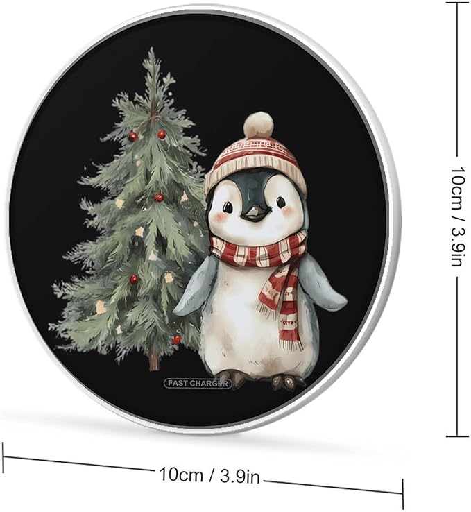 Penguins Christmas Tree Phone Charger Magnetic Charging Pad Anti-Slip with USB Cable