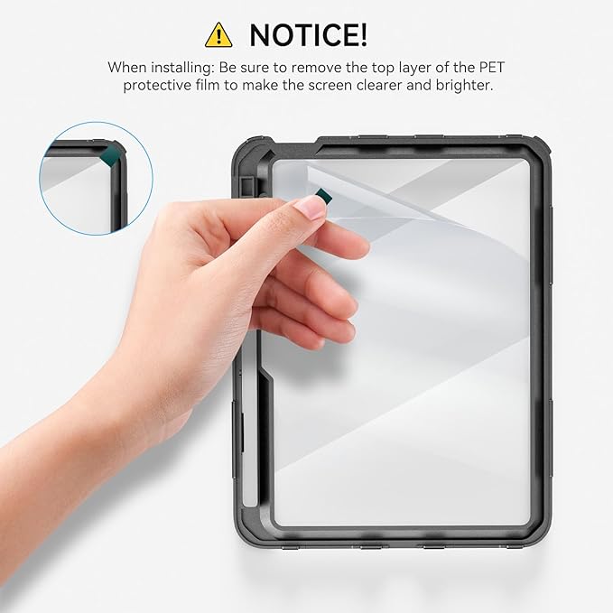 Case for iPad 10th Generation 10.9inch 2022with Built-in Screen Protector and KickstandHand StrapShoulder Strap for New Apple iPad 10.9 Inch - Black