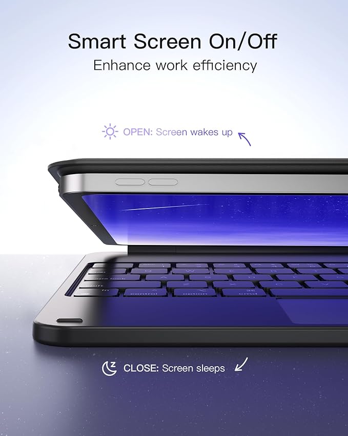 Inateck Magnetic Keyboard Case for Air 11 inch (M4 2026/2025 M3/2024 M2) Easy-Set Keyboard for Air 6/5/4 Gen iPad Pro 11 inch 4/3/2/1 Gen Floating Cantilever Stand 7-Color Backlight with Trackpad