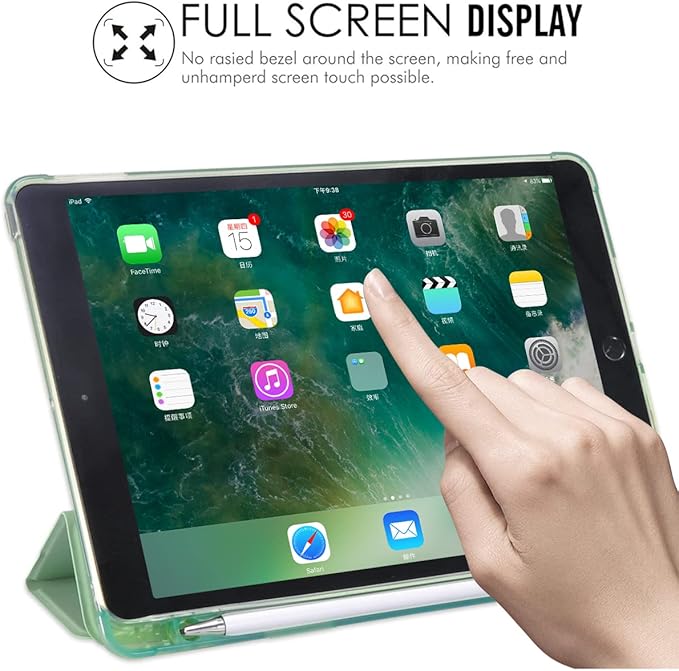JOYLAND Cartoon Christmas Pad Case Cover for iPad 5th/6th (Generation) Green Case Cute Animals with Pencil Holder Lightweight Smart Trifold Stand Cover Soft TPU Cover for iPad 5th/6th Generation