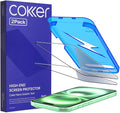 COKER 2PACK Tempered Glass Screen Protector Designed for iPhone 17 Rounded Edge 9H Hardness Shatterproof Anti-Scratch Anti-Fingerprint Touch Sensitive Easy Installation