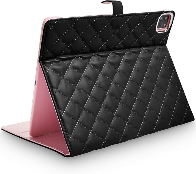 for iPad Pro 12.9 Inch Case 6th/5th/4th/3rd Generation (2022/2021/2020/2018)Crown Diamond Bling Cute PU Leather Smart Auto Sleep/Wake Stand Shockproof Protective Case for iPad 12.9InchBlack