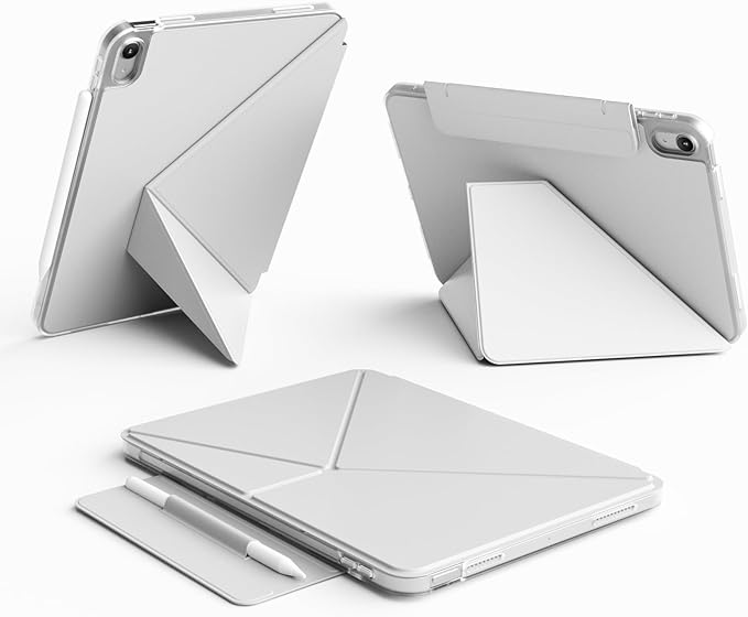 kenke Case for iPad Air 11 Inch M4/M3/M2 (2026/2025/2024) iPad Air 5th/4th Generation 10.9 Inch (2022/2020) with Clasp Slim Multi Angle Stand Cover with Pencil Holder Magnetic Back Light Gray
