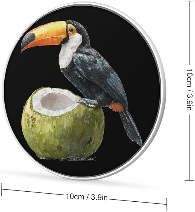 Toucan Bird Coconuts Phone Charger Magnetic Charging Pad Anti-Slip with USB Cable