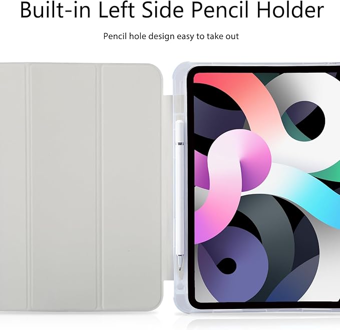 Cute Fern Leaves Branches for iPad 9th/8th/7th Gen Case 10.2 Inch (2021/2020/2019)[Pencil Holder+Auto Sleep/Wake]Slim Stand Soft Leather TPU Back Smart CoverWhite