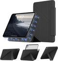 KENKE Case for iPad Air 11-Inch M4/M3/M2 (2026/2025/2024) iPad Air 10.9-Inch 5th/4th Generation(2022/2020) with Pencil Holder 3+Y-Stand Magnetic Removable 360° Rotating Clear Back Cover Black