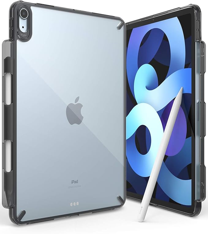 Ringke Fusion Compatible with iPad Air 11 Inch Case (M4 2026 &amp M3 2025 &amp M2 2024) Over Charge Prevention Cover with Pencil Holder for iPad Air 8th 7th 6th 5th 4th Generation - Smoke Black