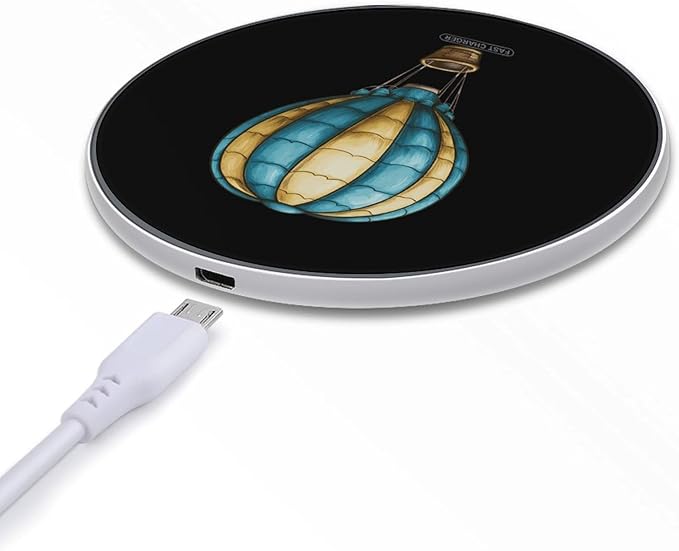 Hand Drawn Hot Air Balloon Wireless Charger Anti-Slip Wireless Charging Pad Slim Charger Mat for Men Women