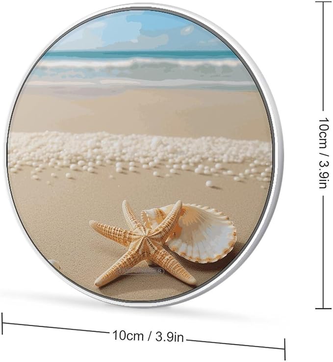 Starfish Shell and Beach Wireless Charger Fast Wireless Charging Pad with USB Cable 10W Anti-Slip Magnetic Wireless Charger Portable Slim Charger Puck Travel Charging Station