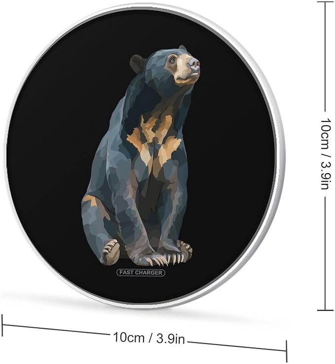 Sun Bear Fast Portable Charger 10W Funny Graphic Phone Charging Pad with USB Cable