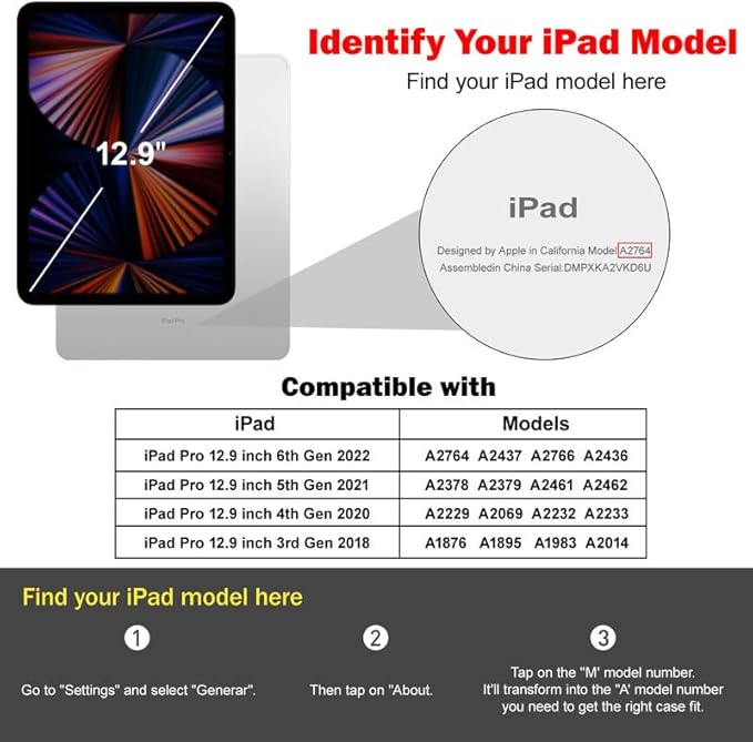 Leather Cases for IPad Pro 12.9 Case 6th/5th/4th/3rd Generation - Protective Multi-Angle Folio with Pencil Holder &amp Pocket - Auto Wake/Sleep Premium PU Leather Cover - Brown