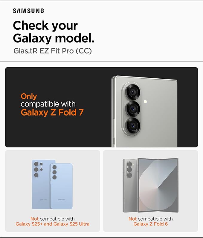 Spigen Tempered Glass Screen Protector [GlasTR EZ FIT Pro] designed for Galaxy Z Fold 7 [Case Friendly] - 2 Pack