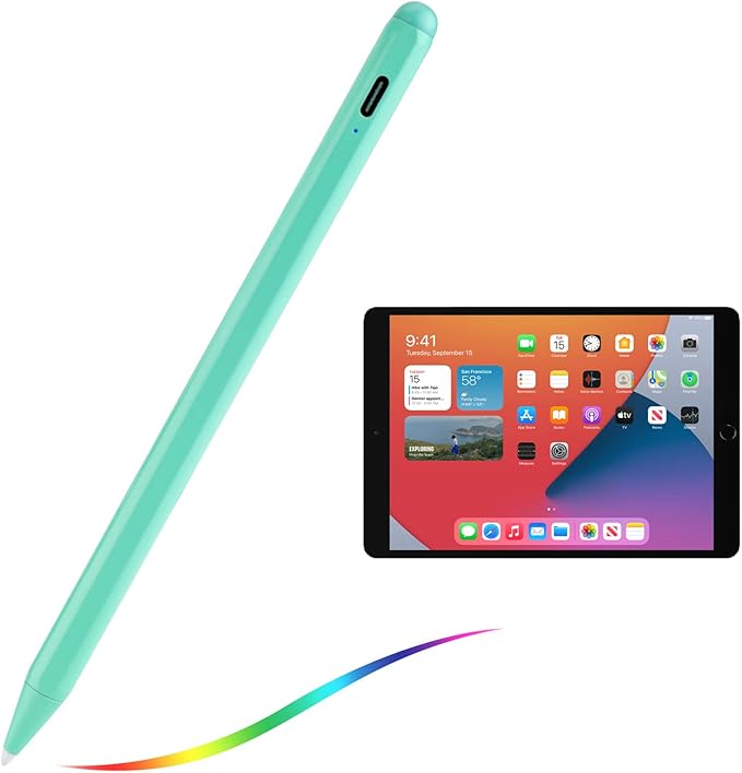 iPad 10th/9th/8th Generation 10.2 Stylus Pencil with Palm RejectionType C Charge 1.5mm POM Tip Active Drawing Writing Pen Compatible with Apple Pencil for iPad Pen 10.2-Inch 10th/9th/8th Green