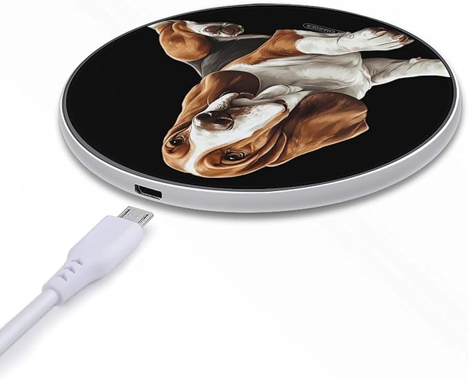 Cartoon Basset Hound Dog Phone Charger Magnetic Charging Pad Anti-Slip with USB Cable