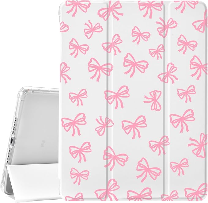 JOYLAND Girly Bow Pad Case for iPad Pro 2018/2020/2021with Pencil Holder-Auto Wake/SleepAnti-Scratch Shockproof Premium Folio Stand Case for iPad Pro 11 inchWhite