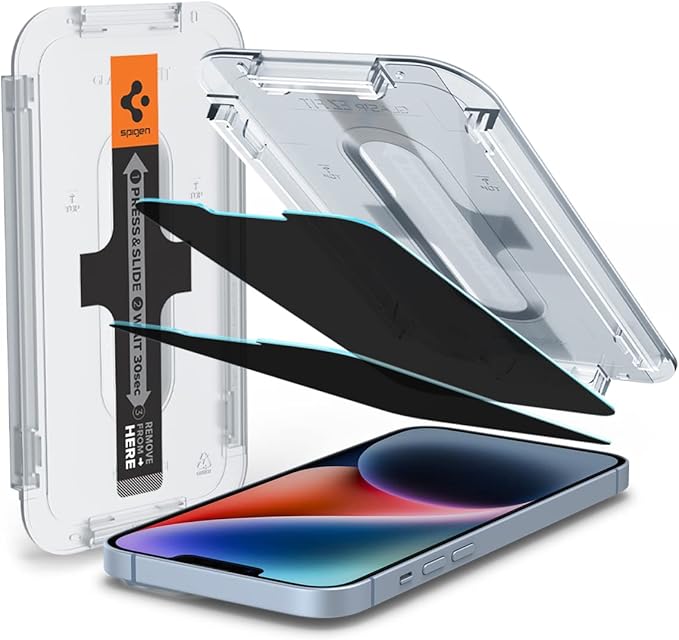 Spigen Tempered Glass Screen Protector [Glas.tR EZ FIT - Privacy] designed for iPhone 14 Plus/iPhone 13 Pro Max [2 Pack]