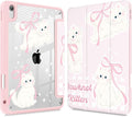 May Chen for iPad Air 11-inch M4/M3/M2 (2026/2025/2024) iPad Air 5th/4th 10.9 Inch - Shockproof Cover with Clear Back Shell &amp Penceil Holder Auto Wake/Sleep Stand Cover Bowknot Kitten