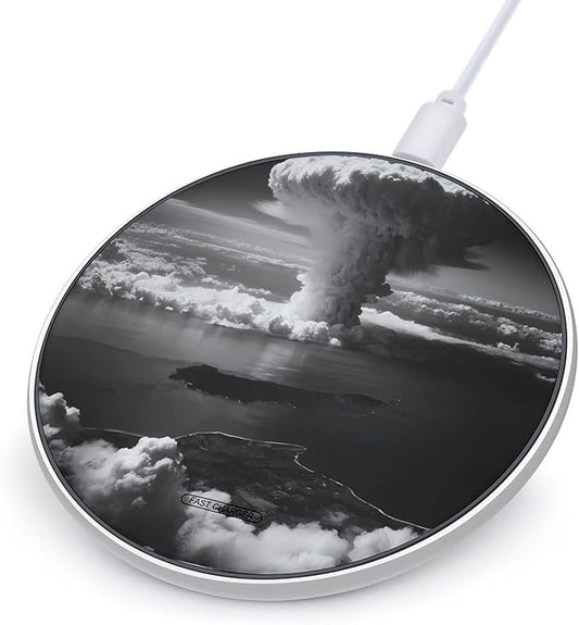 Mushroom Cloud Fast Portable Charger 10W Funny Graphic Phone Charging Pad with USB Cable