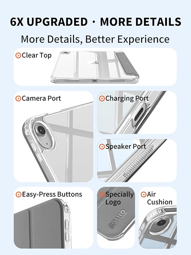 for iPad (A16) 11th/10th Generation Case (2025/2022) - Magnetic Detachable Portrait/Landscape Stand Cover with Hard Shell Back5 Standing AnglesAuto Wake/Sleep Slim &amp LightDark Gray