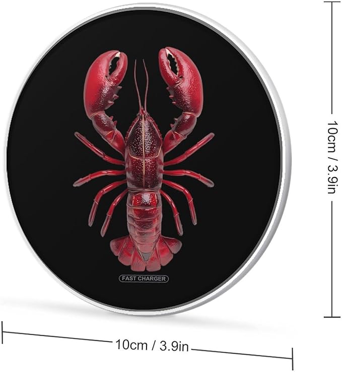 Red Lobsters Fast Portable Charger 10W Funny Graphic Phone Charging Pad with USB Cable