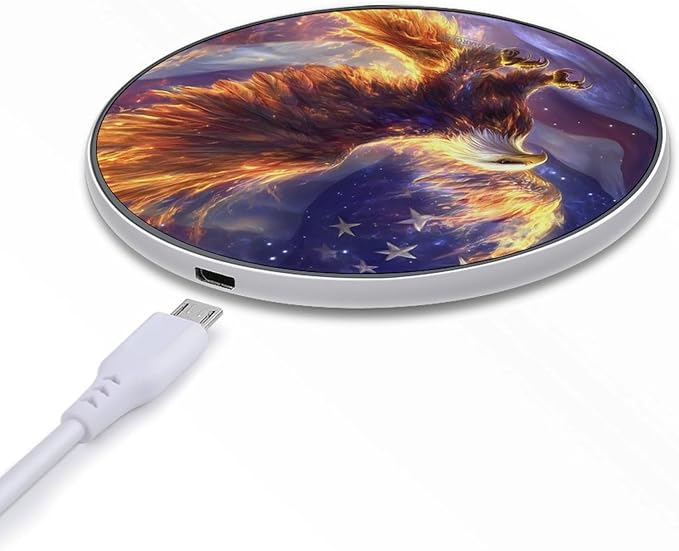 US Ea-gles Flag Wireless Charger Anti-Slip Wireless Charging Pad Slim Charger Mat for Men Women
