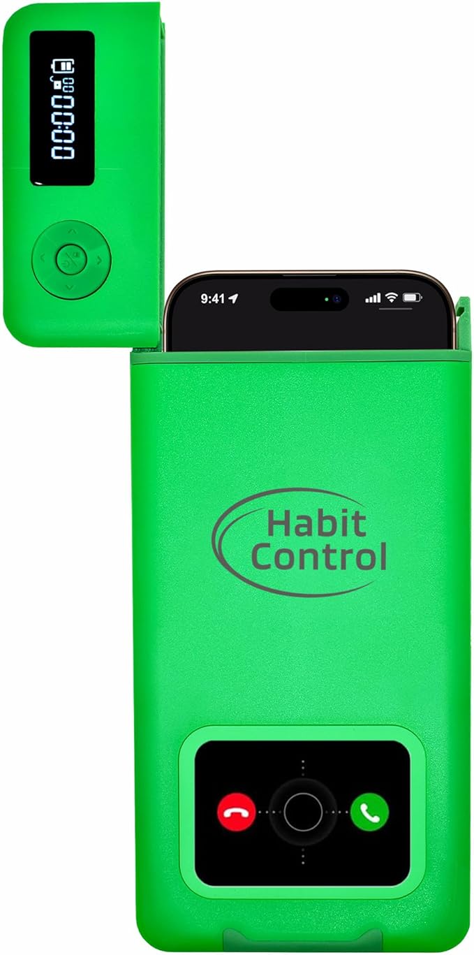 Timed Lock Box - Cell Phone Locker with Charger for Self-Discipline Cell Phone Jail for Teachers Time Locking Container to Limit Smartphone Addiction Small Lockable Safe (Green)