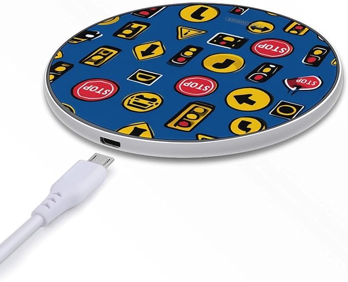 Cartoon Traffic Signs Phone Charger Magnetic Charging Pad Anti-Slip with USB Cable