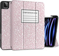 MEEgoodo for iPad Pro 12.9 Case M2 6th/5th/4th/3rd Generation 2022 2021 2020 2018 with Pencil Holder Tablet Cover with Soft TPU Back Shell Pink Composition Book