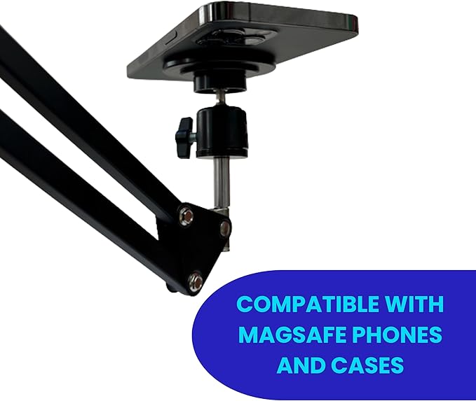 Da Vinci Eye Overhead Phone Stand and Holder - Flexible Arm Phone Stand - Camera Holder with Clamps for Live Streaming Webcams and Recording Videos (MagSafe Compatible)