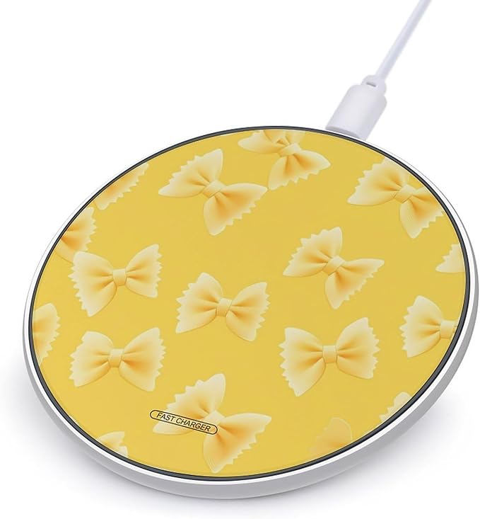Farfalle Pasta Yellow Tie Phone Charger Magnetic Charging Pad Anti-Slip with USB Cable