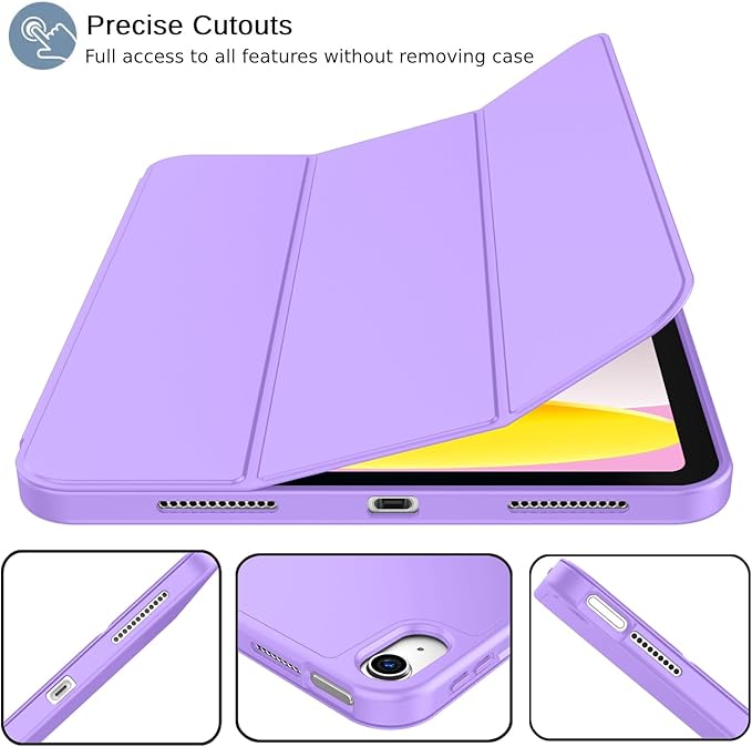 iMieet iPad (A16) Case 11th Gen/iPad 10th Generation Case [11-Inch 2025/10.9 Inch 2022] with Pencil Holder Trifold Stand Smart Cover with Soft TPU BackAuto Wake/Sleep(Violet)