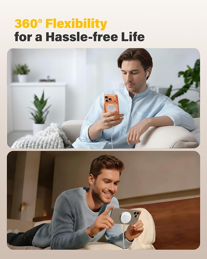 10FT Magnetic Wireless Charger Charging Pad - 15W Qi Fast Phone Charger Puck for Apple iPhone 17 16 15 14 13 12 Series &amp AirPods 4 3 2 Pro Phone Charging Pad with Plug for Desk &amp Travel 2Pac