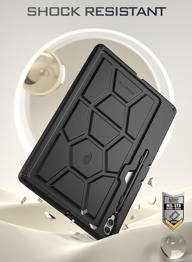 Poetic TurtleSkin Case for Samsung Galaxy Tab S10 Ultra (2024 Release) / S9 Ultra (2023 Release) 14.6 inch Case with S Pen Holder Heavy Duty Shockproof Kids Friendly Protective Silicone Cover Black