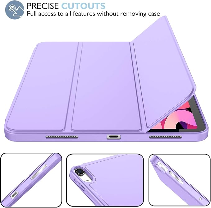 iMieet iPad Air 11 Inch Case M4/M3/M2(2026/2025/2024) iPad Air 5th/4th Generation Case 2022/2020 10.9 Inch with Pencil HolderTrifold Stand Smart Case with Soft TPU Back(Clove Purple)