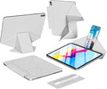 kenke Magnetic Case for iPad 11 Inch A16 2025/10th Generation 10.9 Inch 2022 with Detachable Clasp Slim Strong Magnetic Multi-fold Stand Cover with Pencil Holder Auto Wake/Sleep Light Gray