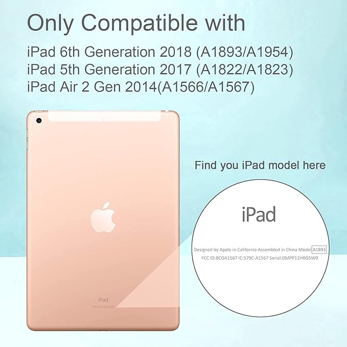 Case for iPad Air 2 Case for iPad 6th/5th Generation 2018/2017 for Apple iPad 9.7 inch with Screen Protector/StandClear Glitter Full-Body Coverage Slim Cover for Girls Women (Pink+Teal)