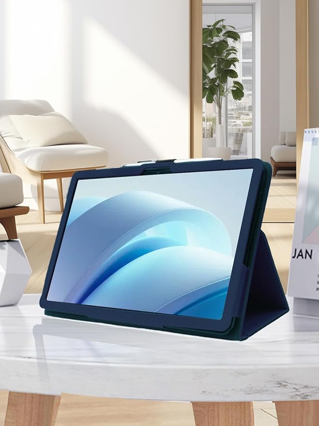 for DOOGEE U13 2025 13 Inch Android Tablet CaseBOVUGAC Folding Stand Protective Cover with Pencil Holder and Wrist StrapFull Protection Premium PUScratch Resistant(Dark Blue)