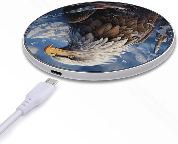 Eagle Wireless Charger Fast Wireless Charging Pad with USB Cable 10W Anti-Slip Magnetic Wireless Charger Portable Slim Charger Puck Travel Charging Station