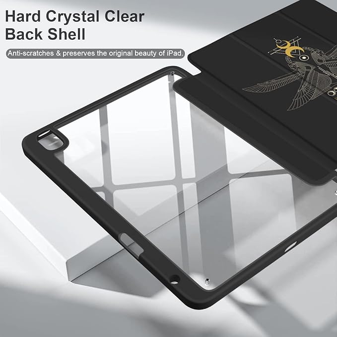 Batianda Hybrid Case for iPad Air 2022 (5th Generation M1 Chip) / iPad Air 4th 2020 10.9 inch [Built-in Pencil Holder] Shockproof Cover with Clear Back Shell TPU BumperEgyptian god