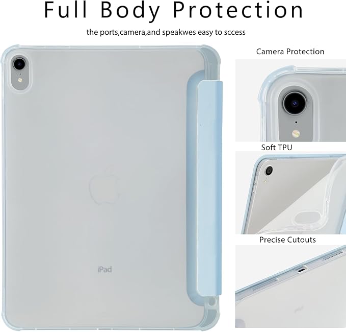 Rainbow Bow Case for iPad Air 3 (20193rd Gen)/iPad Pro 10.5 Inch (2017)[Pencil Holder+Auto Sleep/Wake]Slim Trifold Stand Protective Cover with Soft TPU BackBlue
