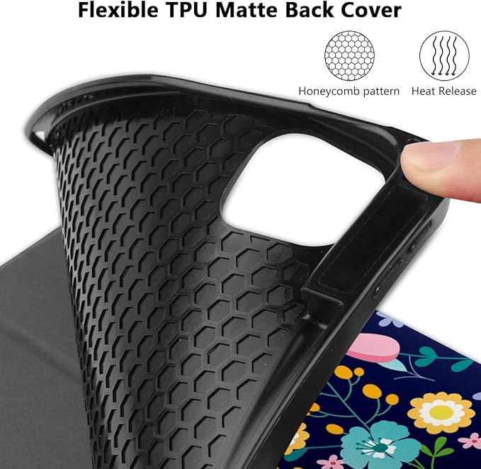 DONGKE Floral Design Case for iPad Pro 12.9 inch 6th 5th 4th 3rd Gen with Pencil Holder Auto Wake/Sleep and Stand