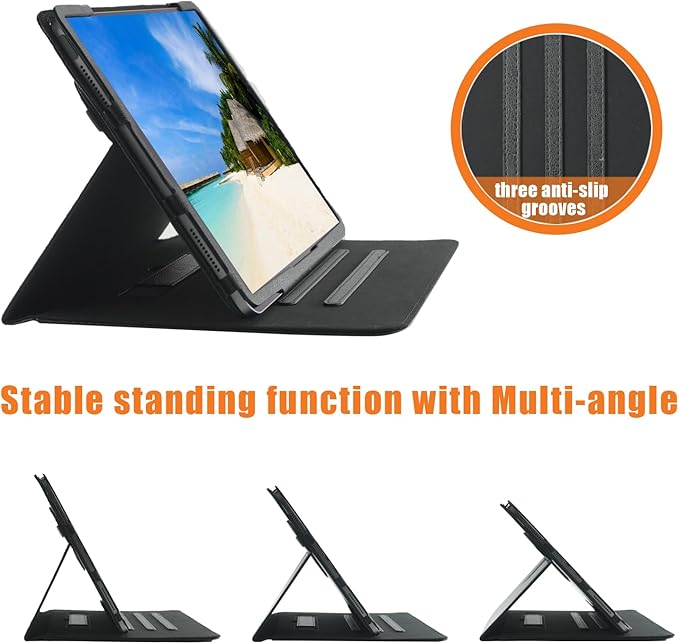 Case Compatible with Tablet iPad Air 13 inch M3 2025 iPad Air/Pro 13 M2 inch 2024Cover 360° Rotating Stand PU Leather for iPad Pro 12.9 inch 6th/5th /4th/3rd Gen Auto Wake/SleepBlack
