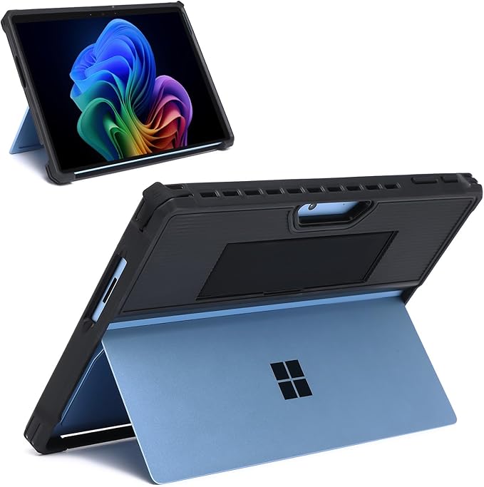 Omnpak for Microsoft Surface Pro 11/10/9 Case Rugged Protective Cover with Hand Strap Compatible with Type Cover Keyboard